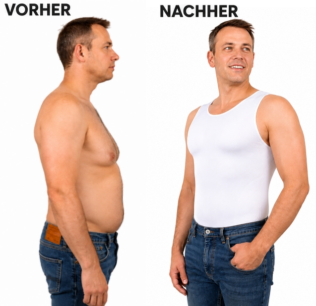Nahtloses Kompressions Unterhemd f&uuml;r Herren - vorher und nachher