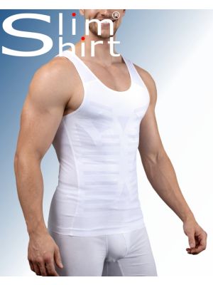 Laser Cut shapewear shirt mannen wit vooraanzicht dun corrigerend shirt