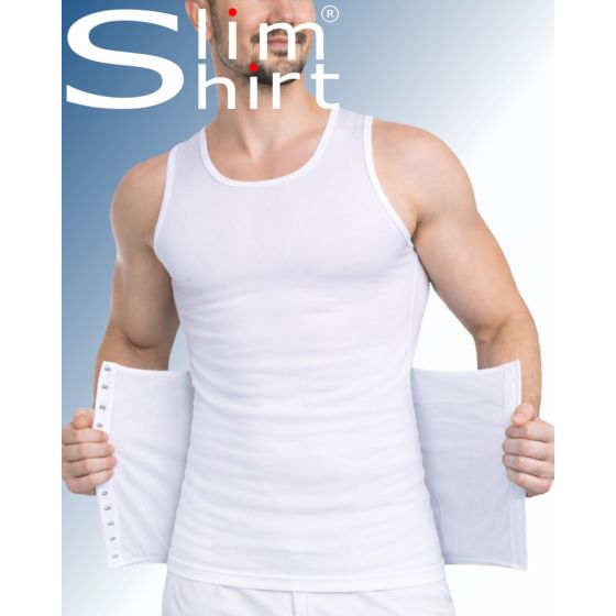 Bodyshaper corrigerend shirt mannen wit vooraanzicht buikband shaping